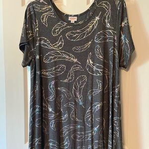 Gray and Iridescent feather design Carly LuLaroe Dress